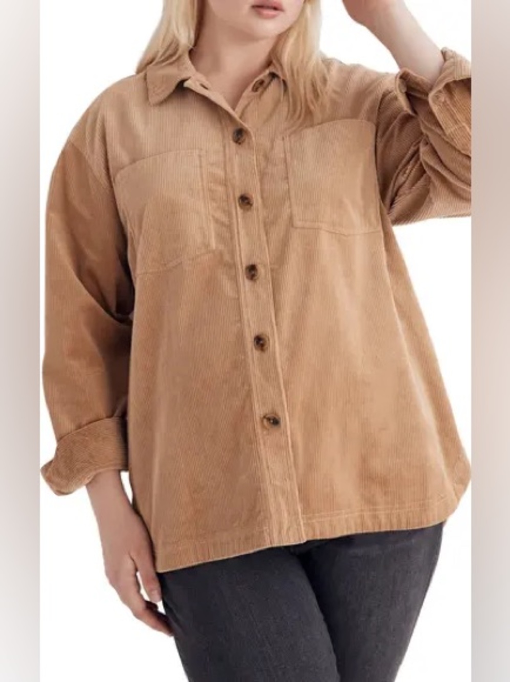 Madewell Corduroy Kentwood Oversize Shirt Jacket Tan Size Medium